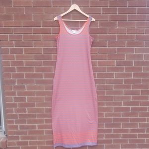 bar III sleeveless maxi dress orange taupe chevron